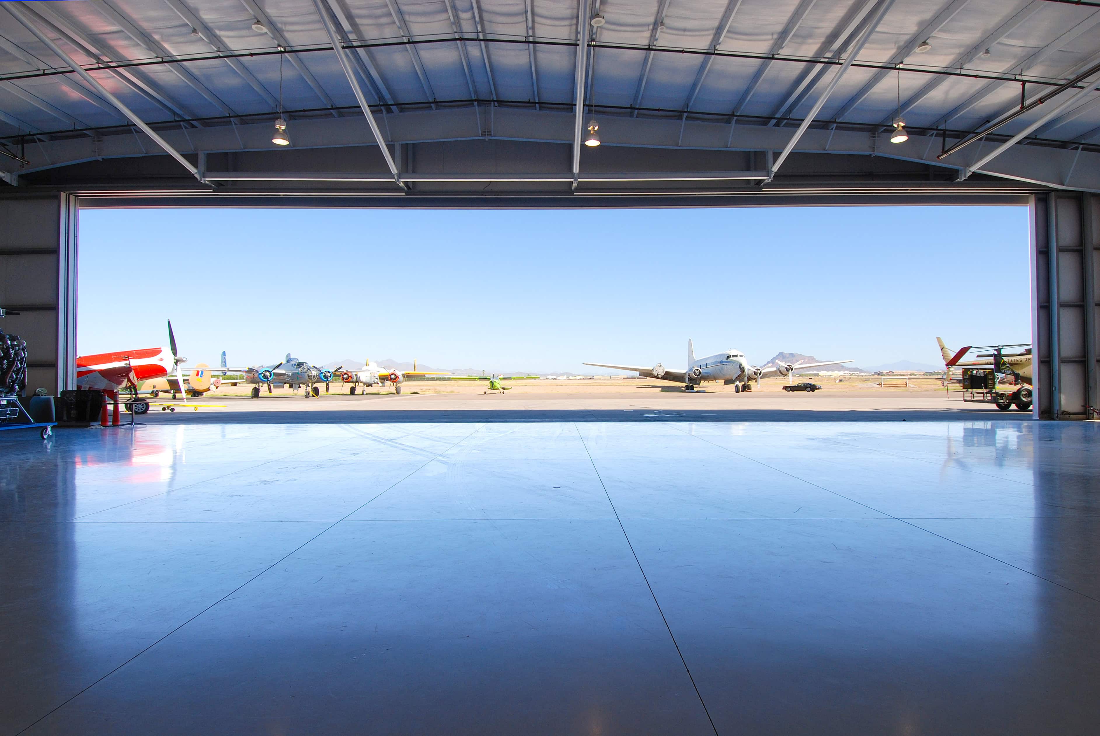 Commercial Red-Iron Airplane Hangar