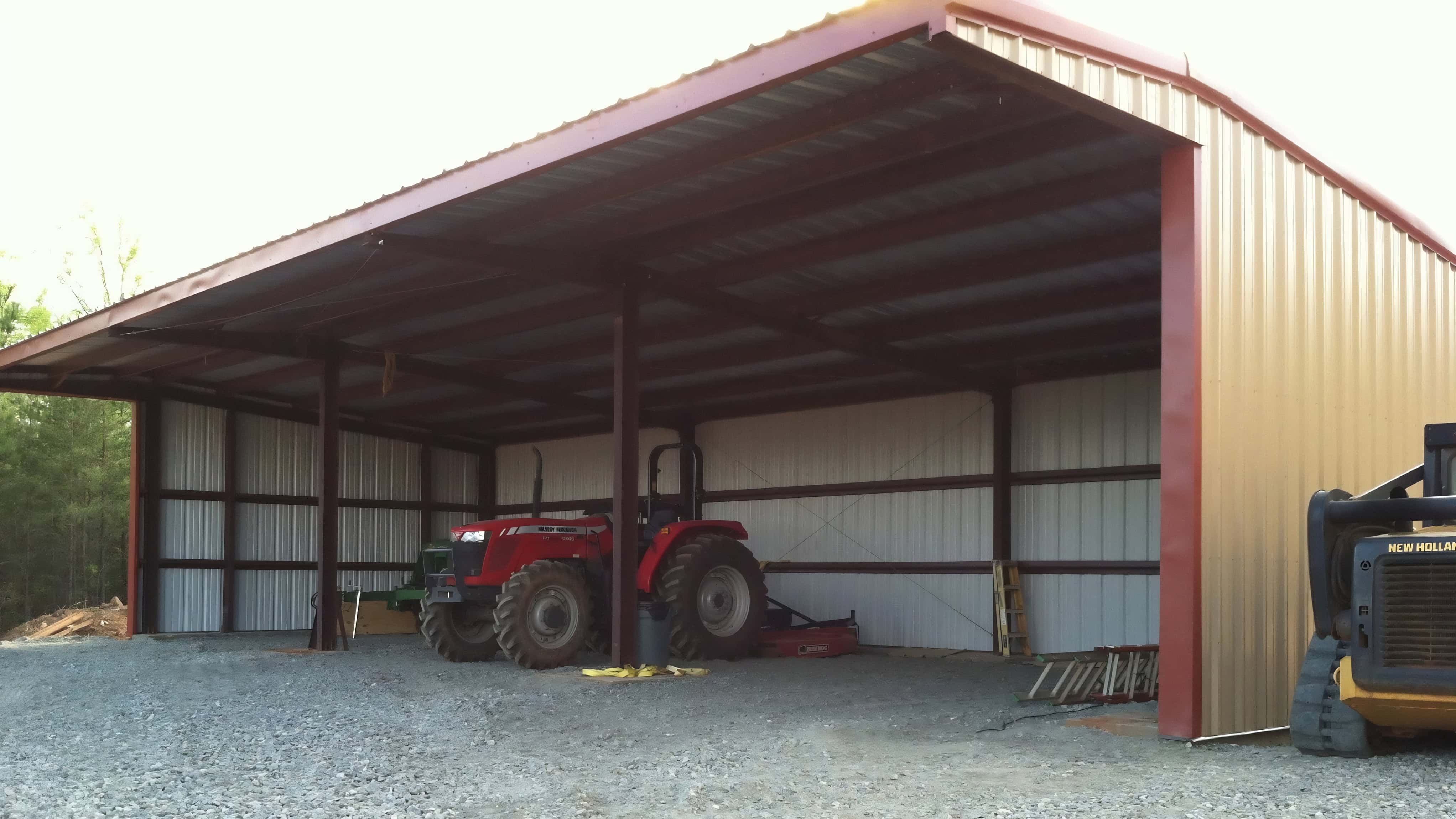 Pre-engineered Metal 3-Sided Equipment Shed