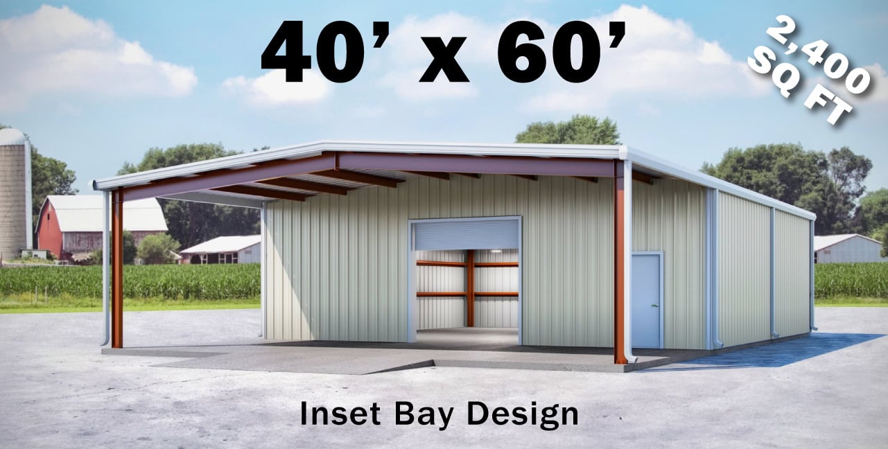 40' x 60' Inset Bay Metal Building Price