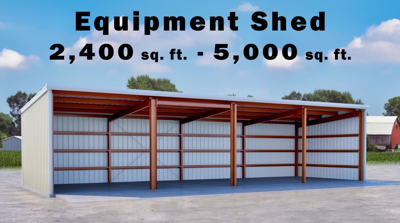 3-Sided Equipment Shed Metal Building Price