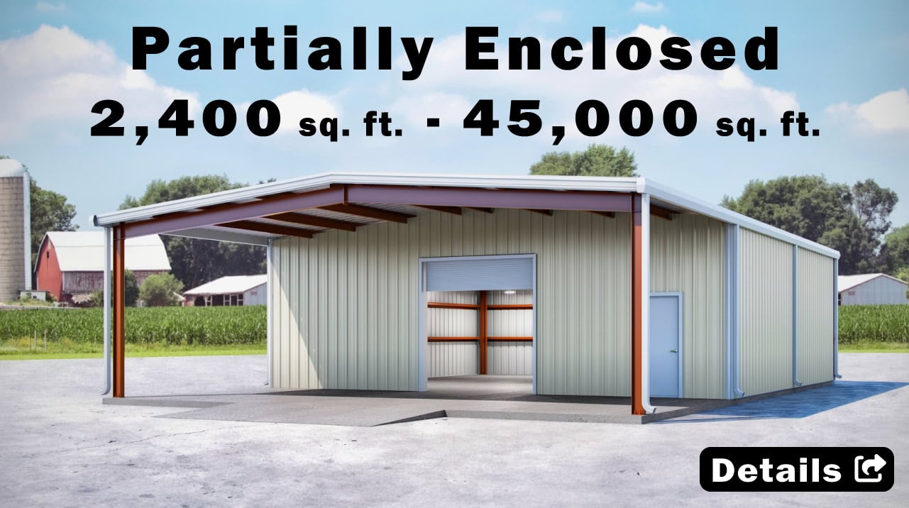 Partially Enclosed Retail Metal Building Price